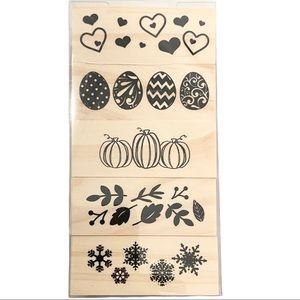 Recollections Stamp Holidays Set of 5 Wood